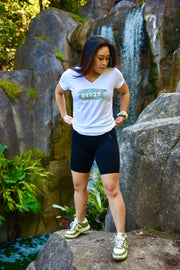 Women's White Tee with Floral Logo