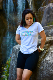 Women's White Tee with Floral Logo
