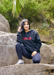 Black Hoodie with Red Logo